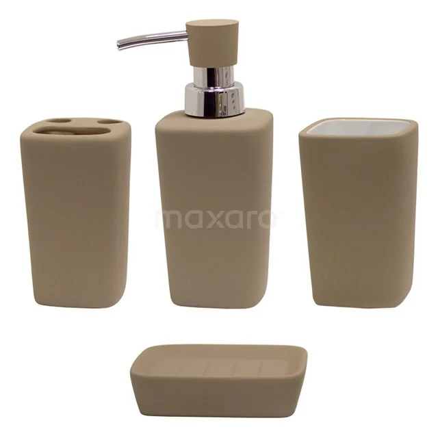 Badkamer Accessoires Set Edge. Taupe 1 Badkamer Accessoires Set Edge. Taupe