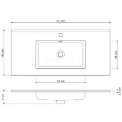 Box Badkamermeubel Met Wastafel | 100 Cm Mat Wit Front Keramiek 2 Deuren -Badkamer Verkoopwinkel box badkamermeubel met wastafel 100 cm mat wit front keramiek 2 deuren bma005509 3