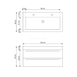 Canto Badkamermeubel Met Wastafel | 100 Cm Donkerbruin Essen Front Mineraalmarmer 2 Lage Lades Onder Elkaar -Badkamer Verkoopwinkel canto badkamermeubel met wastafel 100 cm donkerbruin essen front mineraalmarmer 2 lage lades onder elkaar f02 100022804 5