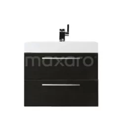 Canto Badkamermeubel Met Wastafel | 69 Cm Mat Zwart Front Mineraalmarmer 2 Lades Onder Elkaar