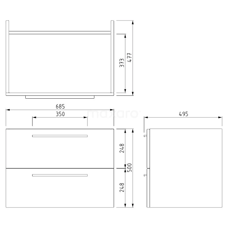 Canto Badkamermeubel Met Wastafel | 69 Cm Mat Zwart Front Mineraalmarmer 2 Lades Onder Elkaar 5 Canto Badkamermeubel Met Wastafel | 69 Cm Mat Zwart Front Mineraalmarmer 2 Lades Onder Elkaar - Afbeelding 5
