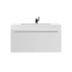 Canto Badkamermeubel Met Wastafel | 90 Cm Hoogglans Wit Front Mineraalmarmer 1 Lade