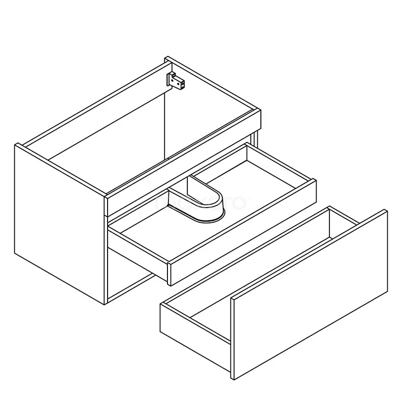 Curve Badkamermeubel Met Wastafel | 80 Cm Donkerbruin Essen Front Mineraalmarmer 1 Lade 2 Curve Badkamermeubel Met Wastafel | 80 Cm Donkerbruin Essen Front Mineraalmarmer 1 Lade - Afbeelding 2