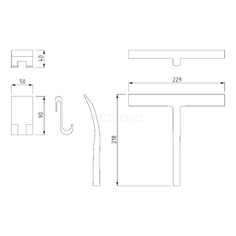 Douchewisser, Hangend, Glasbevestiging, Grijs 5 Douchewisser, Hangend, Glasbevestiging, Grijs - Afbeelding 5