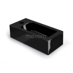 Fonteintje WC Clasico Keramiek Glanzend Zwart Kraangat Links