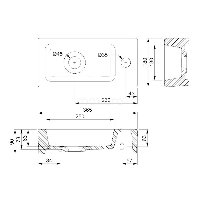 Fonteintje WC Clasico Keramiek Mat Wit Kraangat Rechts 2 Fonteintje WC Clasico Keramiek Mat Wit Kraangat Rechts - Afbeelding 2