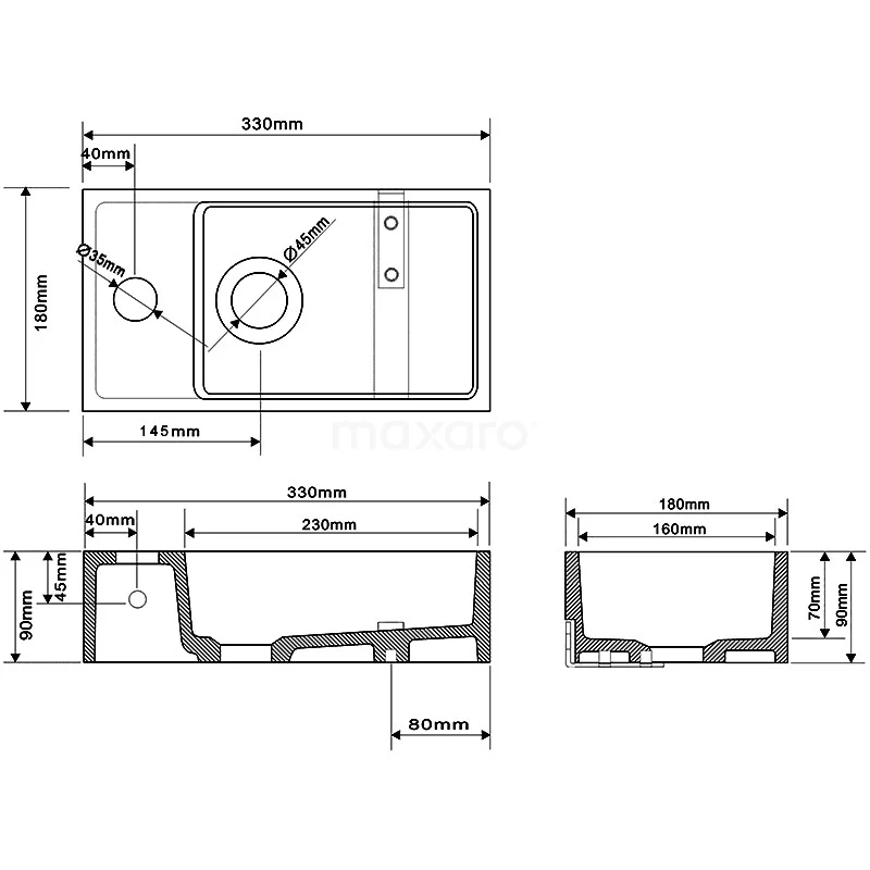 Fonteintje WC Mintra Solid Surface Mat Wit Kraangat Links 3 Fonteintje WC Mintra Solid Surface Mat Wit Kraangat Links - Afbeelding 3