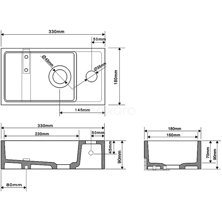 Fonteintje WC Mintra Solid Surface Mat Wit Kraangat Rechts 3 Fonteintje WC Mintra Solid Surface Mat Wit Kraangat Rechts - Afbeelding 3