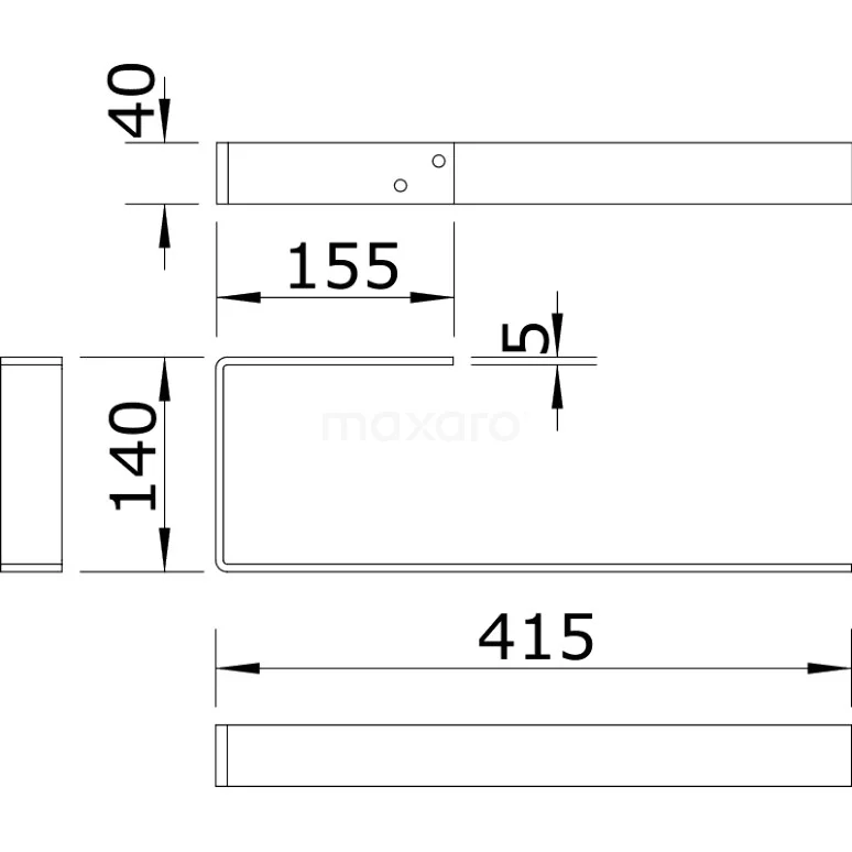 Handdoekbeugel Designradiator RVS Brushed Steel Mat Zwart Recht 3 Handdoekbeugel Designradiator RVS Brushed Steel Mat Zwart Recht - Afbeelding 3