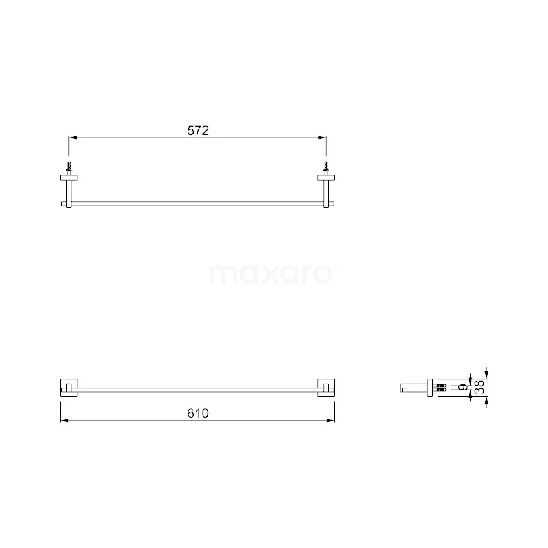 Handdoekenrek Cubic Chrome, Chroom 2 Handdoekenrek Cubic Chrome, Chroom - Afbeelding 2
