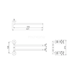 Handdoekenrek Radius Steel, Draaibaar, Rvs -Badkamer Verkoopwinkel handdoekenrek radius steel draaibaar rvs 150 0401br 2