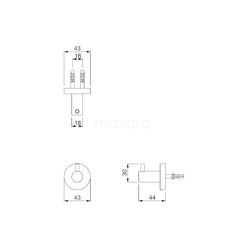 Handdoekhaak Radius Chrome, Chroom 2 Handdoekhaak Radius Chrome, Chroom - Afbeelding 2