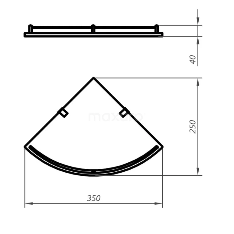 Hoekplanchet Radius Steel, Badkamer, Glas, Rvs 3 Hoekplanchet Radius Steel, Badkamer, Glas, Rvs - Afbeelding 3