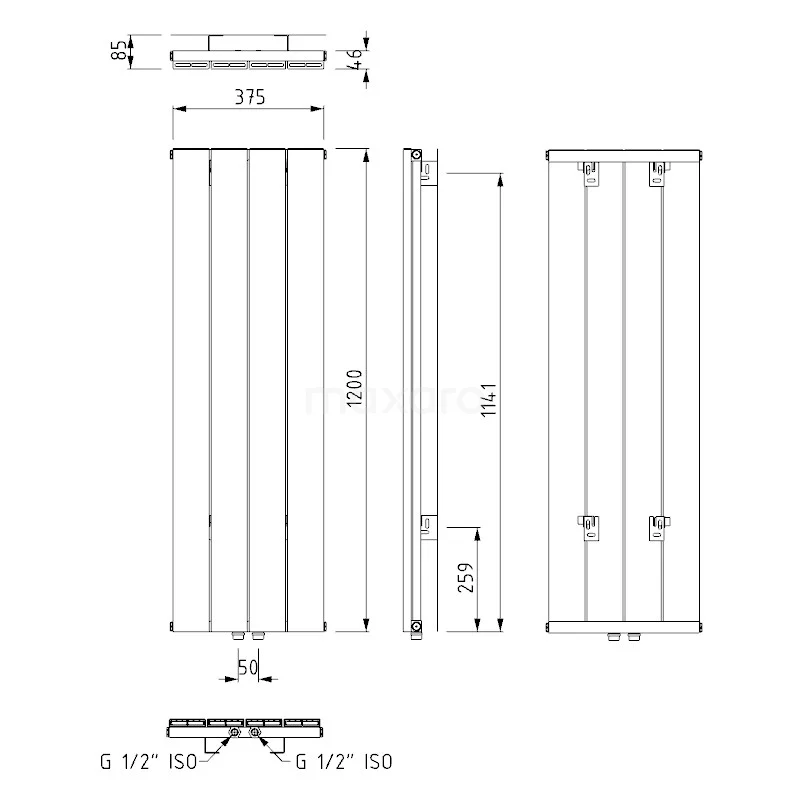 Jupiter Designradiator | 37,5x120 Cm Mat Zwart 701 Watt Aluminium Centrale Verwarming 5 Jupiter Designradiator | 37,5x120 Cm Mat Zwart 701 Watt Aluminium Centrale Verwarming - Afbeelding 5