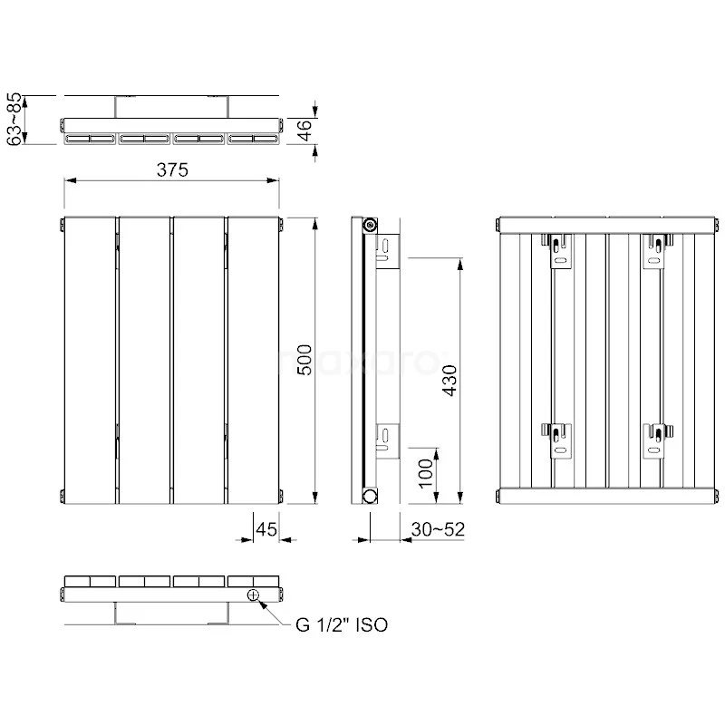 Jupiter Designradiator | 37,5x50 Cm Mat Zwart 292 Watt Aluminium Centrale Verwarming 4 Jupiter Designradiator | 37,5x50 Cm Mat Zwart 292 Watt Aluminium Centrale Verwarming - Afbeelding 4