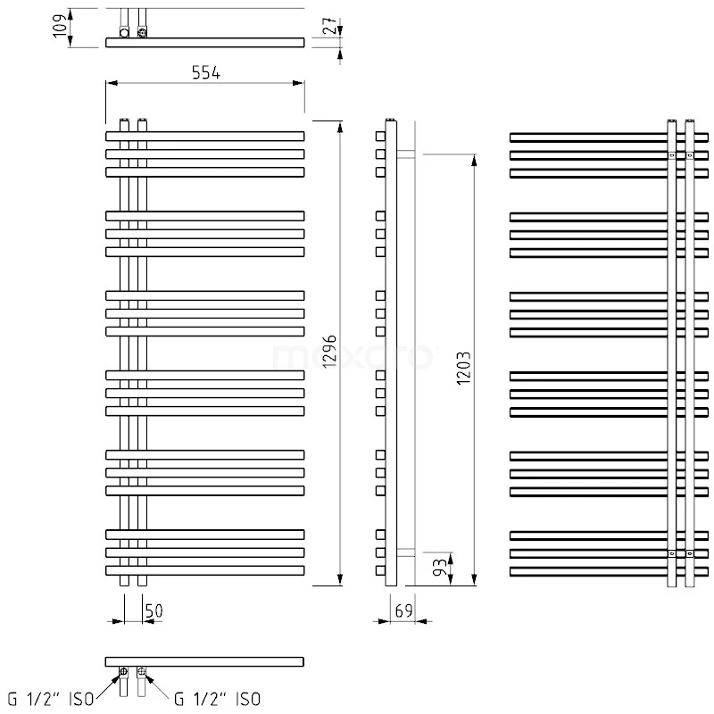Kepler Handdoekradiator Elektrisch | 55x129,6 Cm Donkergrijs 1001 Watt Aluminium 7 Kepler Handdoekradiator Elektrisch | 55x129,6 Cm Donkergrijs 1001 Watt Aluminium - Afbeelding 7