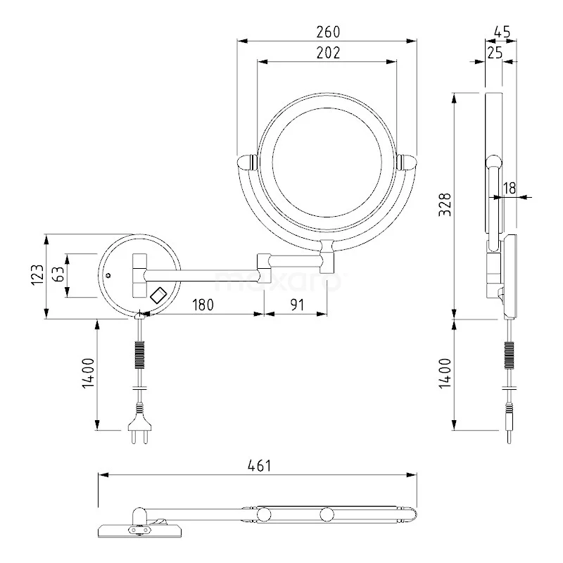 Make-up Spiegel Scopo Rond Met LED Verlichting 2 Make-up Spiegel Scopo Rond Met LED Verlichting - Afbeelding 2