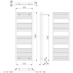Mars Handdoekradiator | 60x170 Cm Hoogglans Wit 875 Watt Staal Centrale Verwarming -Badkamer Verkoopwinkel mars handdoekradiator 60x170 cm hoogglans wit 875 watt staal centrale verwarming dr16 0617w 5