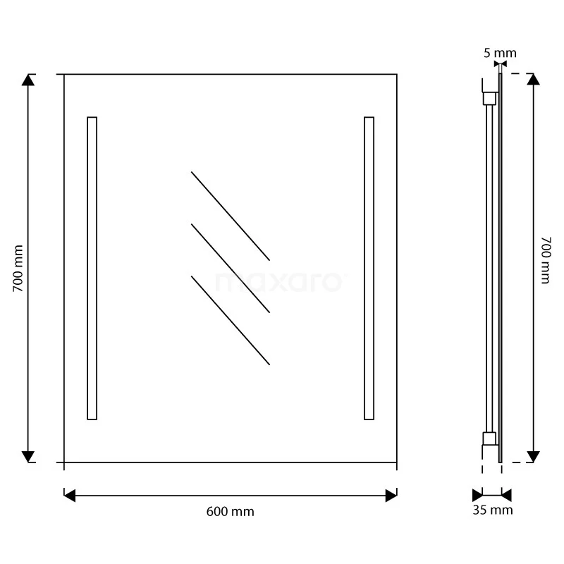 Meso Badkamerspiegel Met Ledverlichting | 60x70cm 5 Meso Badkamerspiegel Met Ledverlichting | 60x70cm - Afbeelding 5