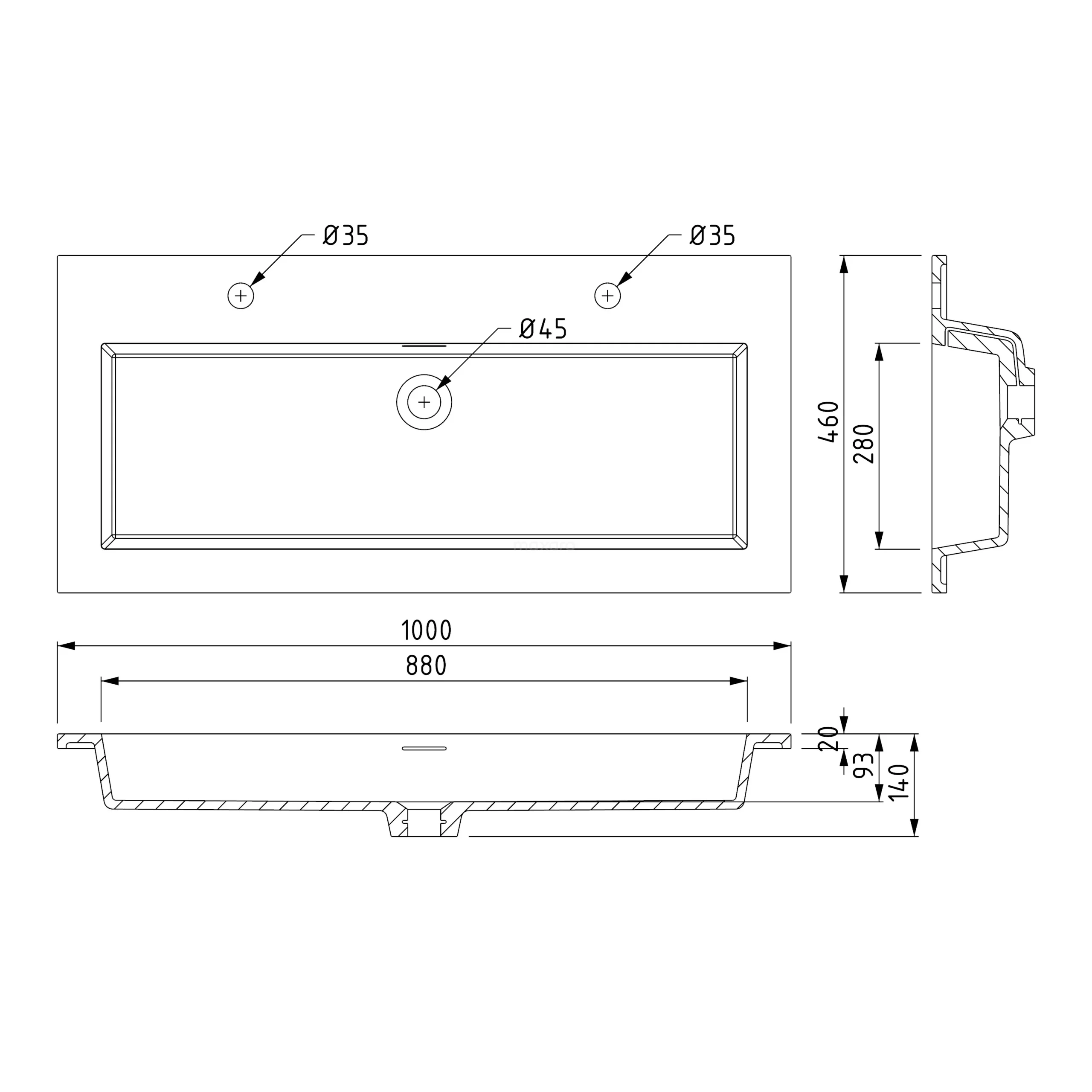 Modulo Badkamermeubel Met Wastafel | 100 Cm Donkerbruin Eiken Vlak Front Solid Surface 2 Lades Onder Elkaar 6 Modulo Badkamermeubel Met Wastafel | 100 Cm Donkerbruin Eiken Vlak Front Solid Surface 2 Lades Onder Elkaar - Afbeelding 6