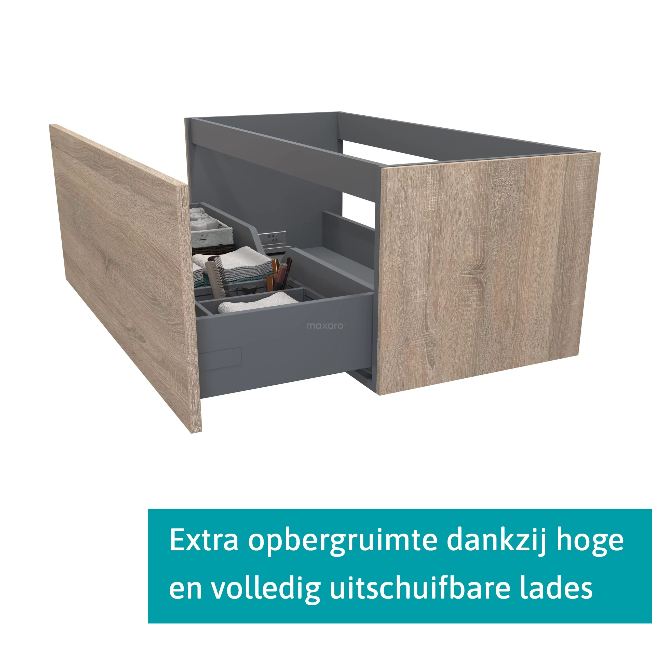 Modulo Badkamermeubel Met Wastafel | 100 Cm Eiken Vlak Front Mineraalmarmer 1 Lade 2 Modulo Badkamermeubel Met Wastafel | 100 Cm Eiken Vlak Front Mineraalmarmer 1 Lade - Afbeelding 2