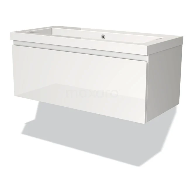Modulo Badkamermeubel Met Wastafel | 100 Cm Hoogglans Wit Greeploos Front Mineraalmarmer 1 Lade 1 Modulo Badkamermeubel Met Wastafel | 100 Cm Hoogglans Wit Greeploos Front Mineraalmarmer 1 Lade