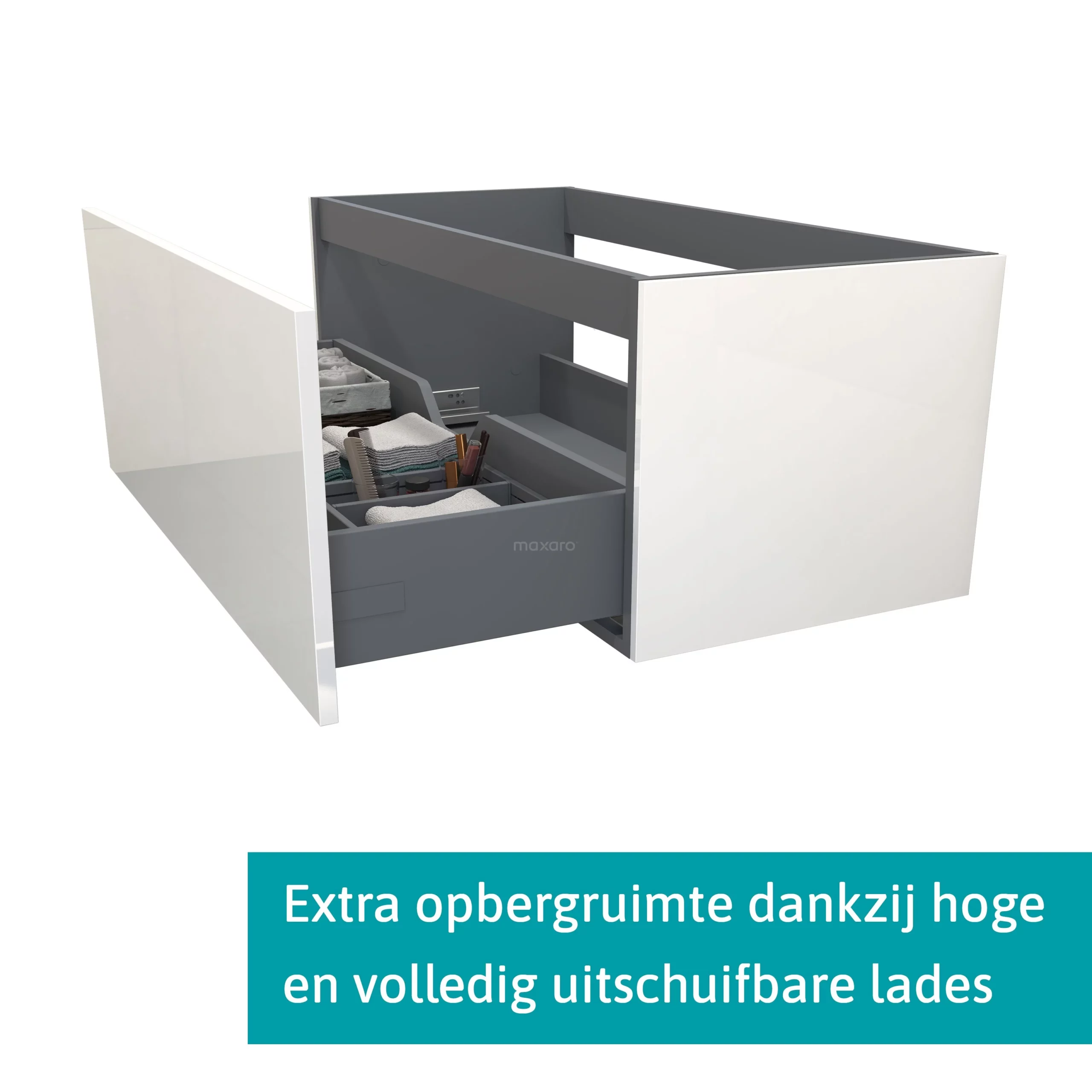 Modulo Badkamermeubel Met Wastafel | 100 Cm Hoogglans Wit Vlak Front Natuursteen 1 Lade 2 Modulo Badkamermeubel Met Wastafel | 100 Cm Hoogglans Wit Vlak Front Natuursteen 1 Lade - Afbeelding 2