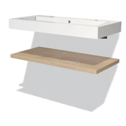 Modulo Badkamermeubel Met Wastafel | 100 Cm Lichtbruin Eiken Front Mineraalmarmer Wastafel Met Blad