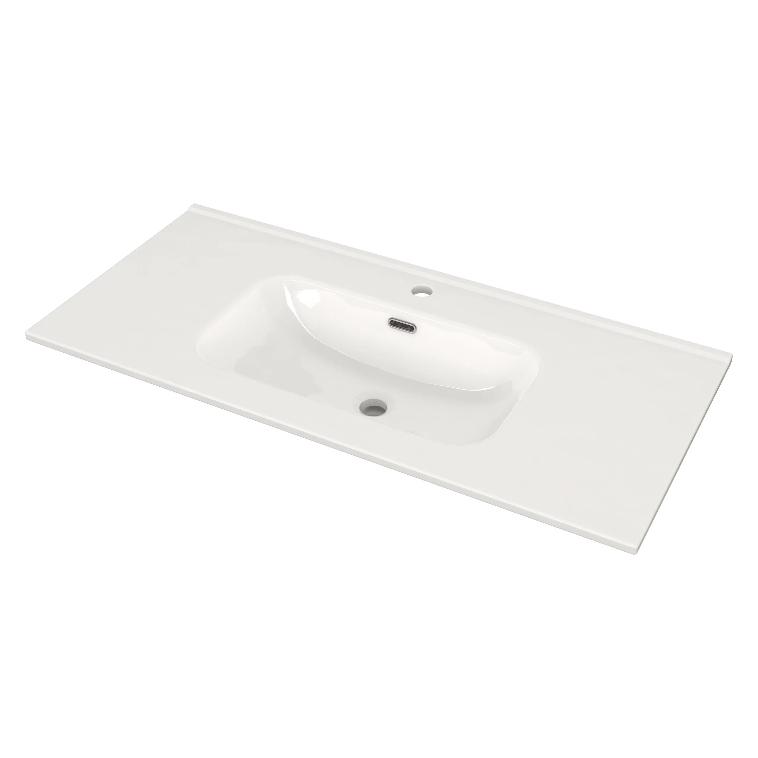 Modulo Badkamermeubel Met Wastafel | 100 Cm Lichtbruin Eiken Kader Front Keramiek 2 Hoge Lades Onder Elkaar Staand 2 Modulo Badkamermeubel Met Wastafel | 100 Cm Lichtbruin Eiken Kader Front Keramiek 2 Hoge Lades Onder Elkaar Staand - Afbeelding 2