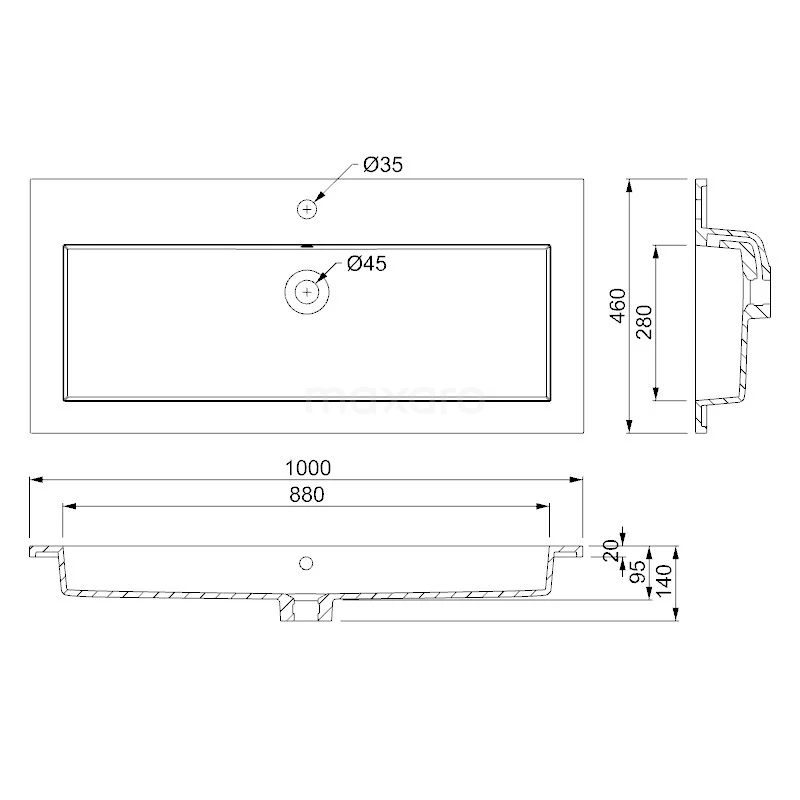Modulo Badkamermeubel Met Wastafel | 100 Cm Lichtbruin Eiken Kader Front Mineraalmarmer 2 Hoge Lades Onder Elkaar 5 Modulo Badkamermeubel Met Wastafel | 100 Cm Lichtbruin Eiken Kader Front Mineraalmarmer 2 Hoge Lades Onder Elkaar - Afbeelding 5