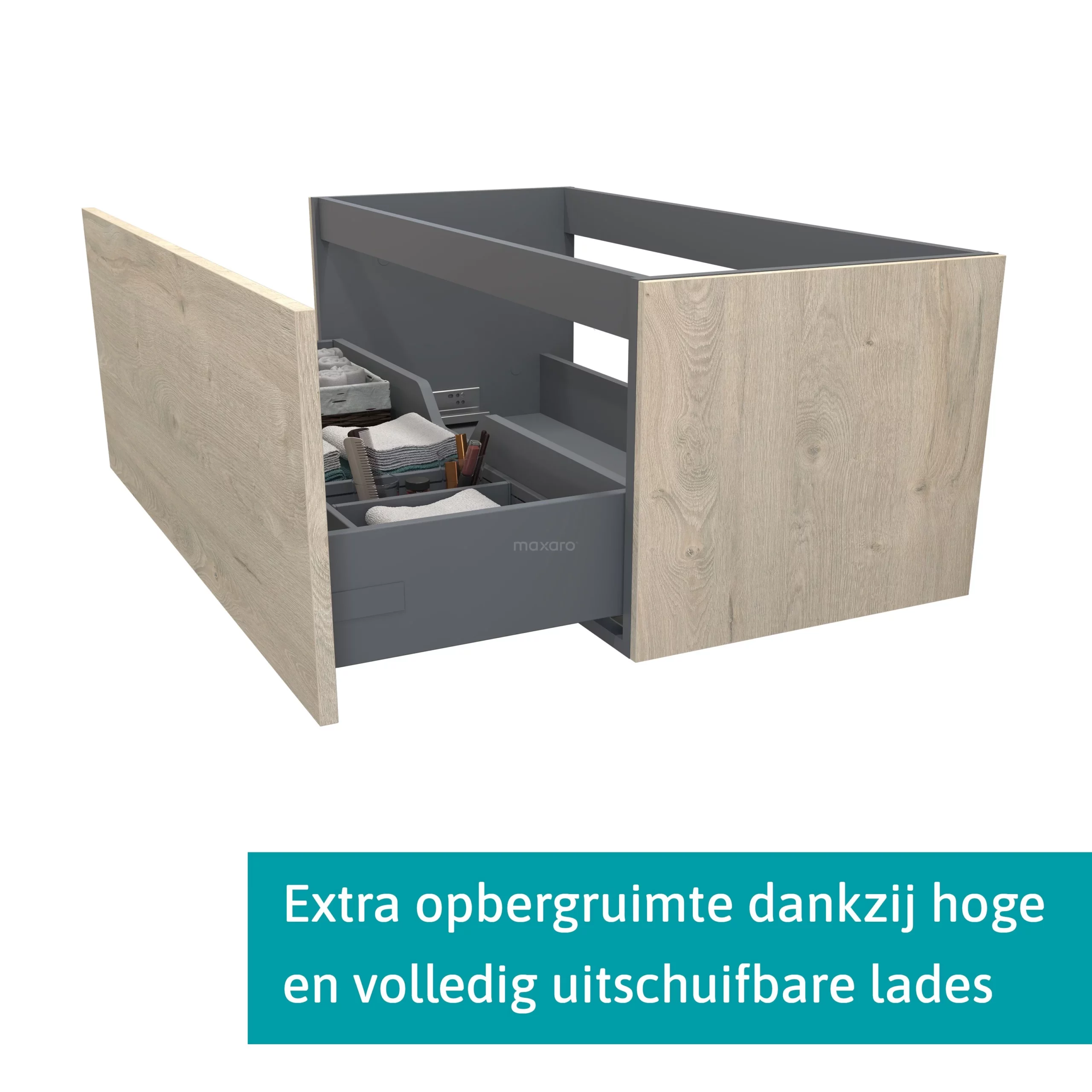Modulo Badkamermeubel Met Wastafel | 100 Cm Lichtgrijs Eiken Vlak Front Solid Surface 1 Lade 2 Modulo Badkamermeubel Met Wastafel | 100 Cm Lichtgrijs Eiken Vlak Front Solid Surface 1 Lade - Afbeelding 2