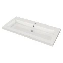 Modulo Badkamermeubel Met Wastafel | 100 Cm Mat Wit Greeploos Front Mineraalmarmer 1 Lade -Badkamer Verkoopwinkel modulo badkamermeubel met wastafel 100 cm mat wit greeploos front mineraalmarmer 1 lade bmw11 00279 2