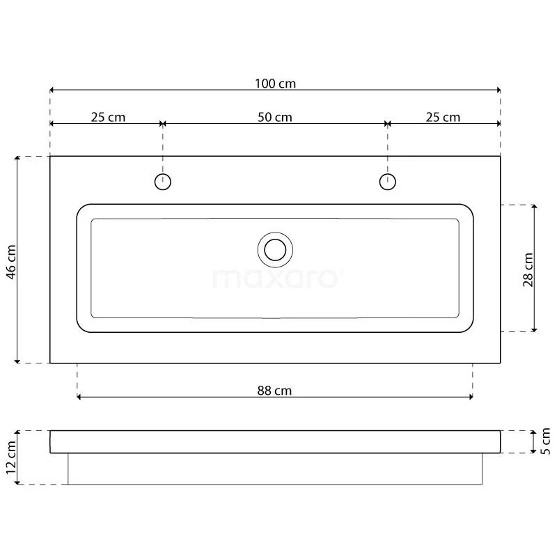 Modulo Badkamermeubel Met Wastafel | 100 Cm Mat Wit Greeploos Front Natuursteen 2 Lades Onder Elkaar 7 Modulo Badkamermeubel Met Wastafel | 100 Cm Mat Wit Greeploos Front Natuursteen 2 Lades Onder Elkaar - Afbeelding 7