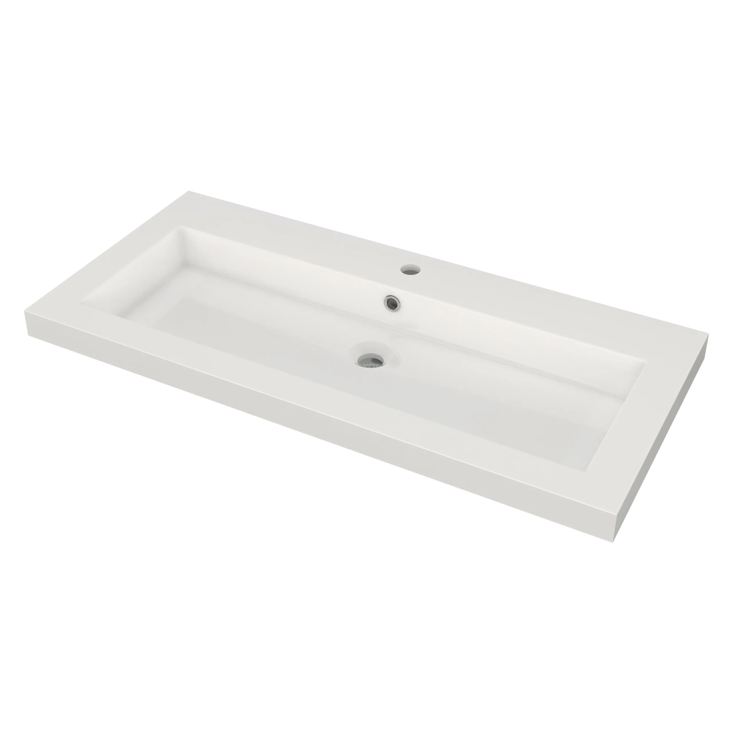 Modulo Badkamermeubel Met Wastafel | 100 Cm Mat Wit Vlak Front Mineraalmarmer 2 Lades Onder Elkaar 3 Modulo Badkamermeubel Met Wastafel | 100 Cm Mat Wit Vlak Front Mineraalmarmer 2 Lades Onder Elkaar - Afbeelding 3