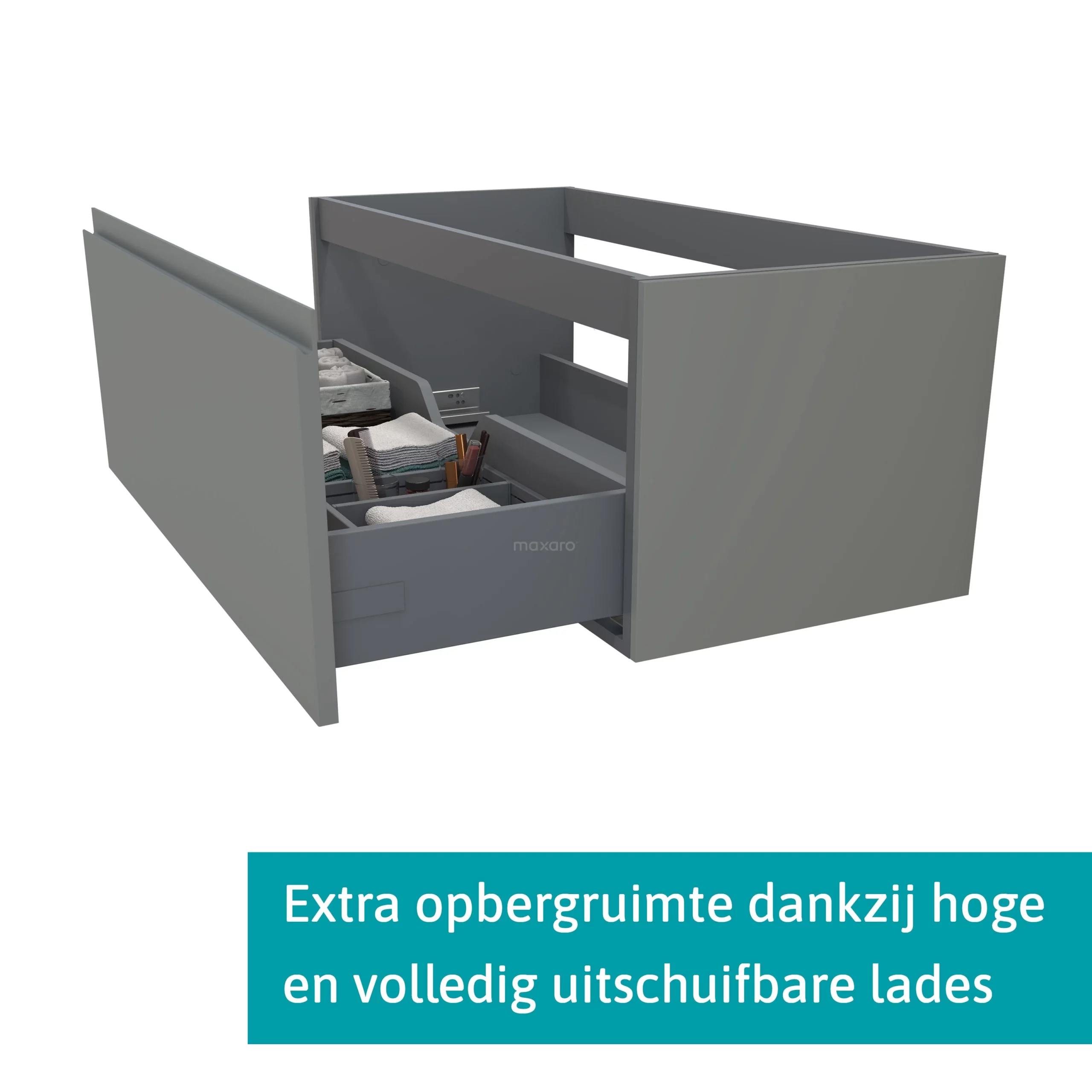 Modulo Badkamermeubel Met Wastafel | 100 Cm Middengrijs Greeploos Front Natuursteen 1 Lade 2 Modulo Badkamermeubel Met Wastafel | 100 Cm Middengrijs Greeploos Front Natuursteen 1 Lade - Afbeelding 2