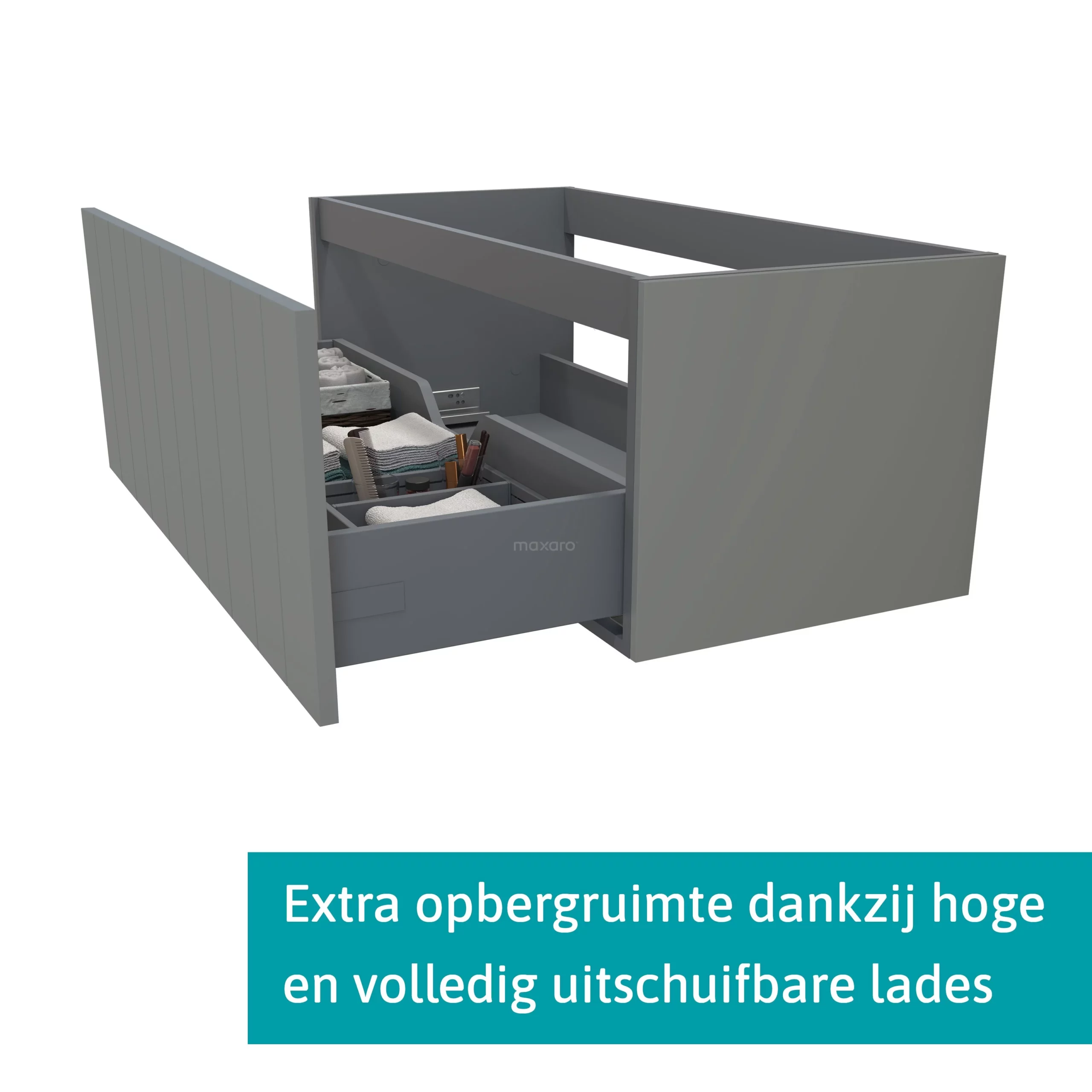 Modulo Badkamermeubel Met Wastafel | 100 Cm Middengrijs Lamel Front Mineraalmarmer 1 Lade 2 Modulo Badkamermeubel Met Wastafel | 100 Cm Middengrijs Lamel Front Mineraalmarmer 1 Lade - Afbeelding 2