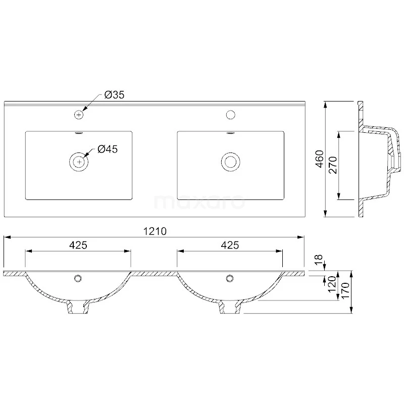 Modulo Badkamermeubel Met Wastafel | 120 Cm Grijs Eiken Vlak Front Keramiek 2 Lades Onder Elkaar 6 Modulo Badkamermeubel Met Wastafel | 120 Cm Grijs Eiken Vlak Front Keramiek 2 Lades Onder Elkaar - Afbeelding 6