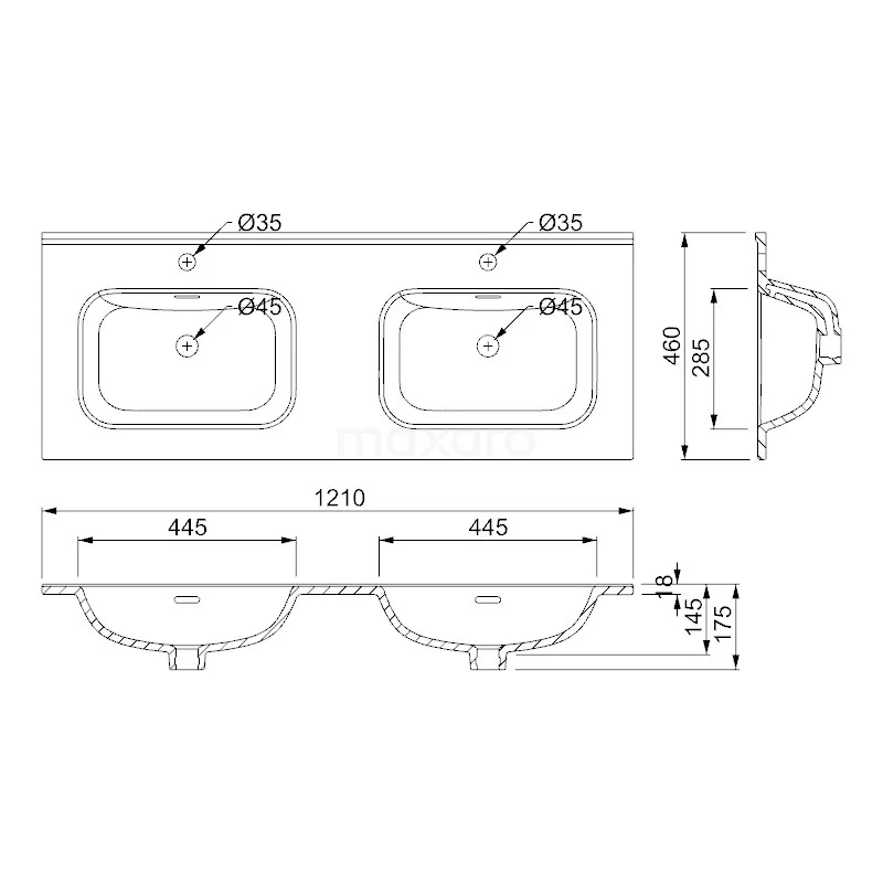 Modulo Badkamermeubel Met Wastafel | 120 Cm Hoogglans Wit Greeploos Front Keramiek 4 Lades 6 Modulo Badkamermeubel Met Wastafel | 120 Cm Hoogglans Wit Greeploos Front Keramiek 4 Lades - Afbeelding 6
