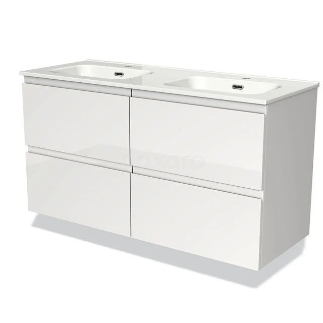 Modulo Badkamermeubel Met Wastafel | 120 Cm Hoogglans Wit Greeploos Front Keramiek 4 Lades 1 Modulo Badkamermeubel Met Wastafel | 120 Cm Hoogglans Wit Greeploos Front Keramiek 4 Lades