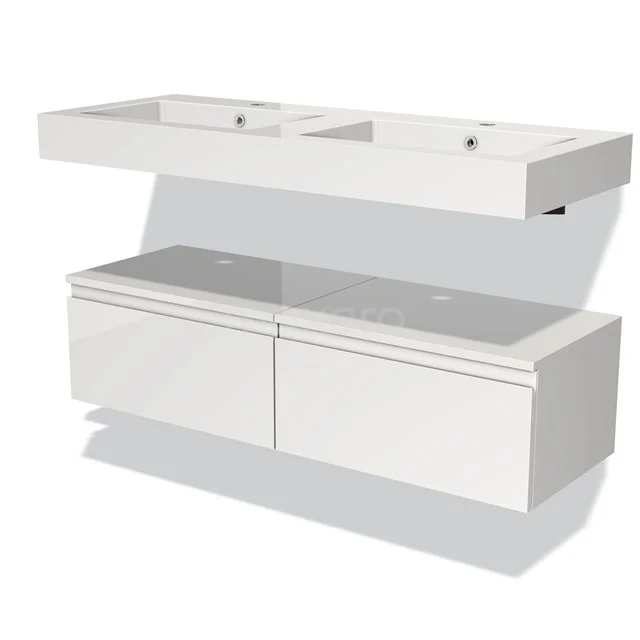 Modulo Badkamermeubel Met Wastafel | 120 Cm Hoogglans Wit Greeploos Front Mineraalmarmer Laag Zwevend 1 Modulo Badkamermeubel Met Wastafel | 120 Cm Hoogglans Wit Greeploos Front Mineraalmarmer Laag Zwevend