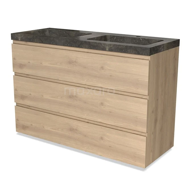 Modulo Badkamermeubel Met Wastafel | 120 Cm Lichtbruin Eiken Greeploos Front Natuursteen 3 Lades 1 Modulo Badkamermeubel Met Wastafel | 120 Cm Lichtbruin Eiken Greeploos Front Natuursteen 3 Lades