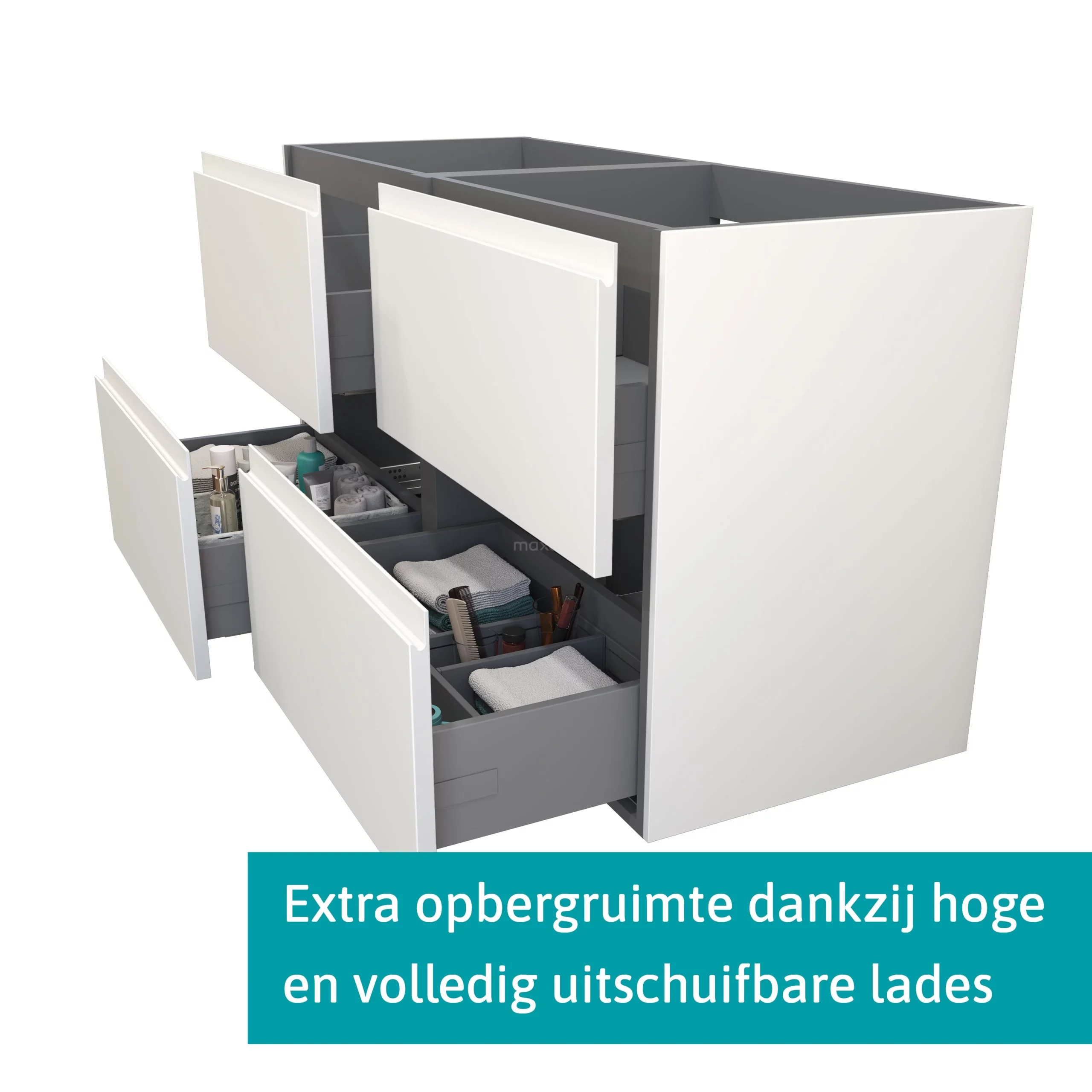 Modulo Badkamermeubel Met Wastafel | 120 Cm Mat Wit Greeploos Front Solid Surface 4 Lades 2 Modulo Badkamermeubel Met Wastafel | 120 Cm Mat Wit Greeploos Front Solid Surface 4 Lades - Afbeelding 2