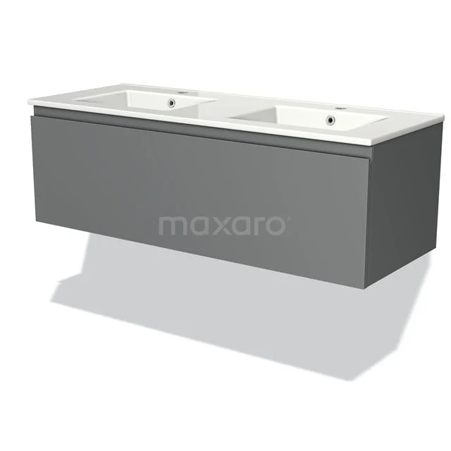 Modulo Badkamermeubel Met Wastafel | 120 Cm Middengrijs Greeploos Front Keramiek 1 Lade 1 Modulo Badkamermeubel Met Wastafel | 120 Cm Middengrijs Greeploos Front Keramiek 1 Lade