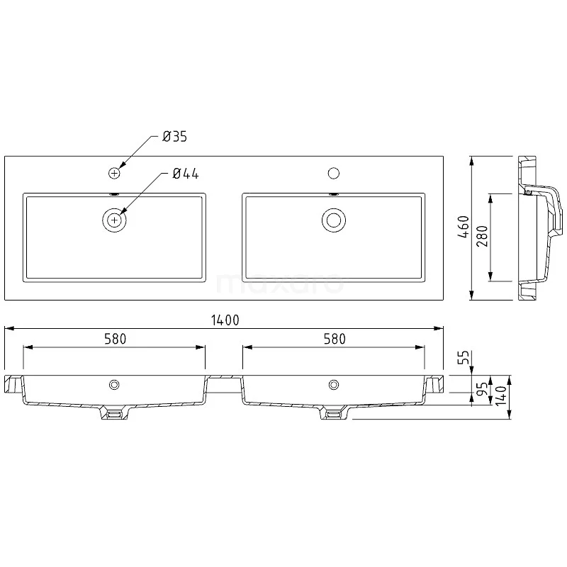 Modulo Badkamermeubel Met Wastafel | 140 Cm Donkergrijs Lamel Front Mineraalmarmer 2 Lades Naast Elkaar 6 Modulo Badkamermeubel Met Wastafel | 140 Cm Donkergrijs Lamel Front Mineraalmarmer 2 Lades Naast Elkaar - Afbeelding 6