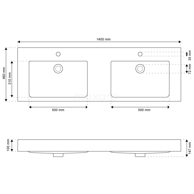 Modulo Badkamermeubel Met Wastafel | 140 Cm Eiken Vlak Front Mineraalmarmer 4 Lades 6 Modulo Badkamermeubel Met Wastafel | 140 Cm Eiken Vlak Front Mineraalmarmer 4 Lades - Afbeelding 6