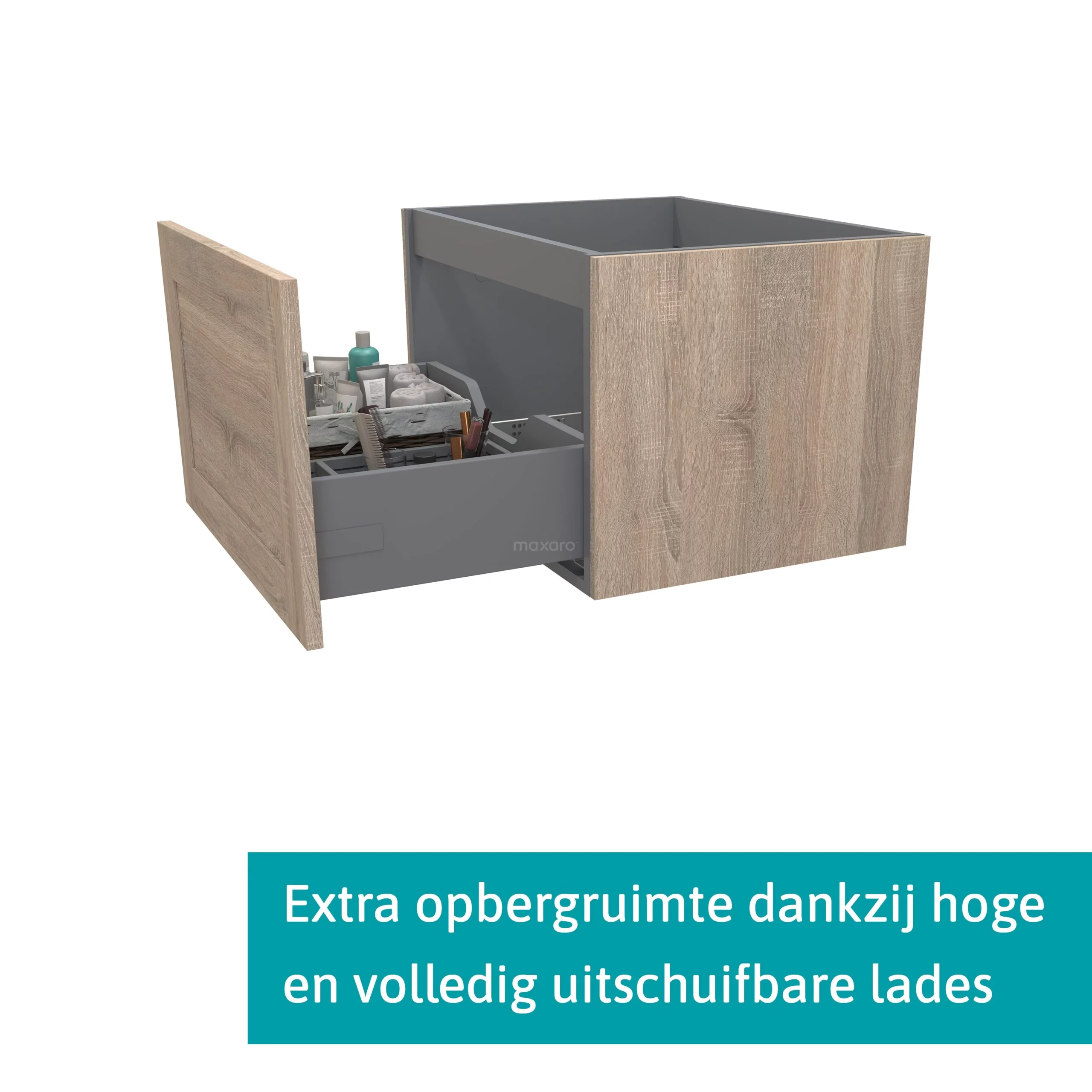 Modulo Badkamermeubel Met Wastafel | 60 Cm Eiken Kader Front Mineraalmarmer 1 Lade 2 Modulo Badkamermeubel Met Wastafel | 60 Cm Eiken Kader Front Mineraalmarmer 1 Lade - Afbeelding 2