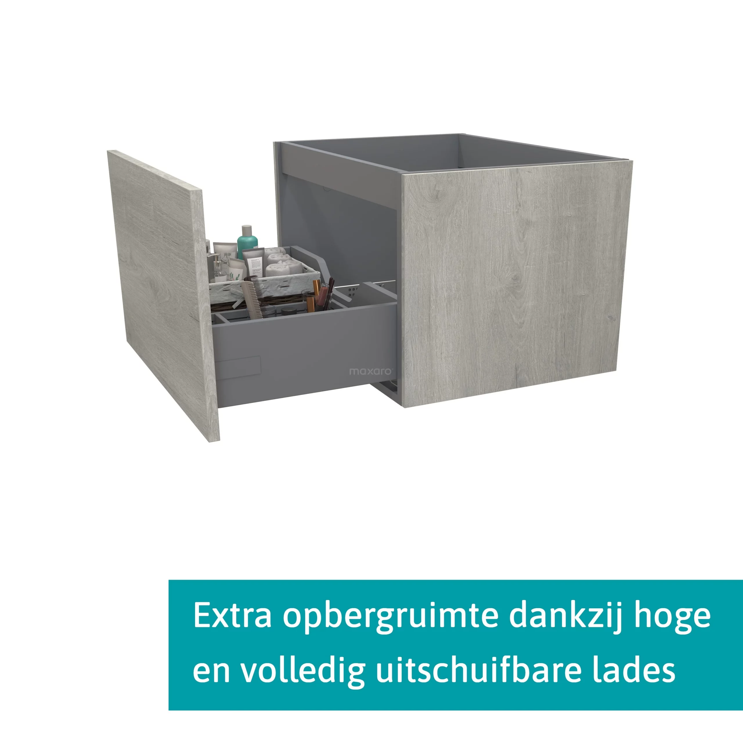 Modulo Badkamermeubel Met Wastafel | 70 Cm Grijs Eiken Vlak Front Mineraalmarmer 1 Lade 2 Modulo Badkamermeubel Met Wastafel | 70 Cm Grijs Eiken Vlak Front Mineraalmarmer 1 Lade - Afbeelding 2