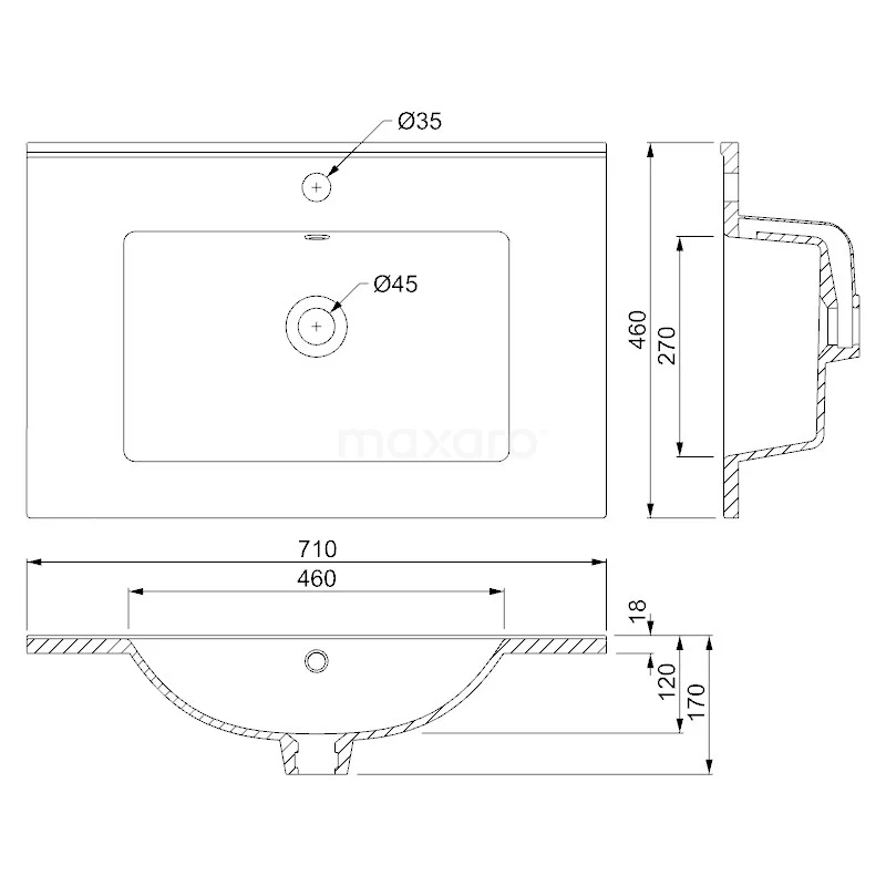 Modulo Badkamermeubel Met Wastafel | 70 Cm Lichtgrijs Eiken Vlak Front Keramiek 2 Lades Onder Elkaar 6 Modulo Badkamermeubel Met Wastafel | 70 Cm Lichtgrijs Eiken Vlak Front Keramiek 2 Lades Onder Elkaar - Afbeelding 6