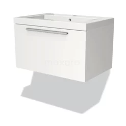 Modulo Badkamermeubel Met Wastafel | 70 Cm Mat Wit Vlak Front Mineraalmarmer 1 Lade