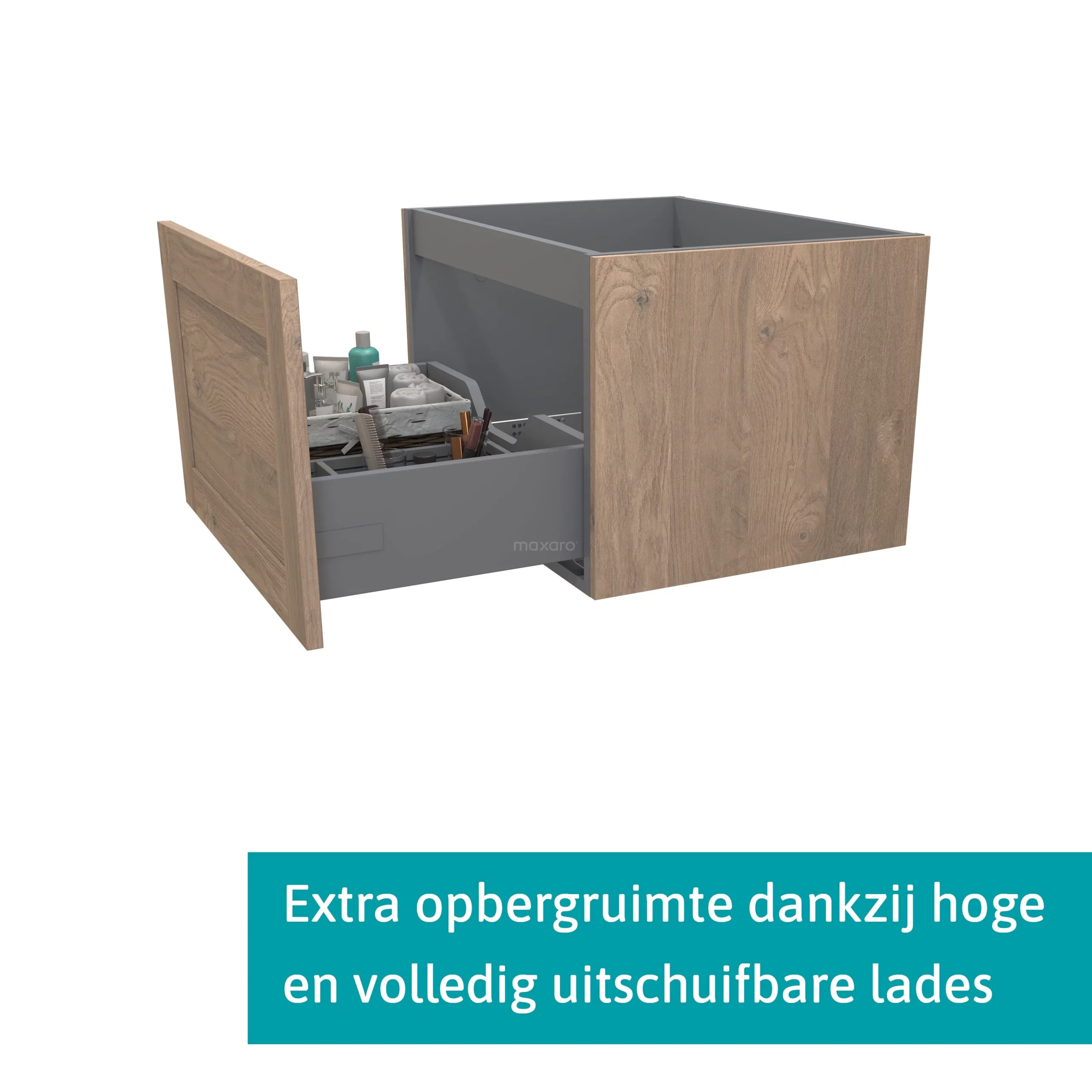 Modulo Badkamermeubel Met Wastafel | 70 Cm Middenbruin Eiken Kader Front Mineraalmarmer 1 Lade 2 Modulo Badkamermeubel Met Wastafel | 70 Cm Middenbruin Eiken Kader Front Mineraalmarmer 1 Lade - Afbeelding 2